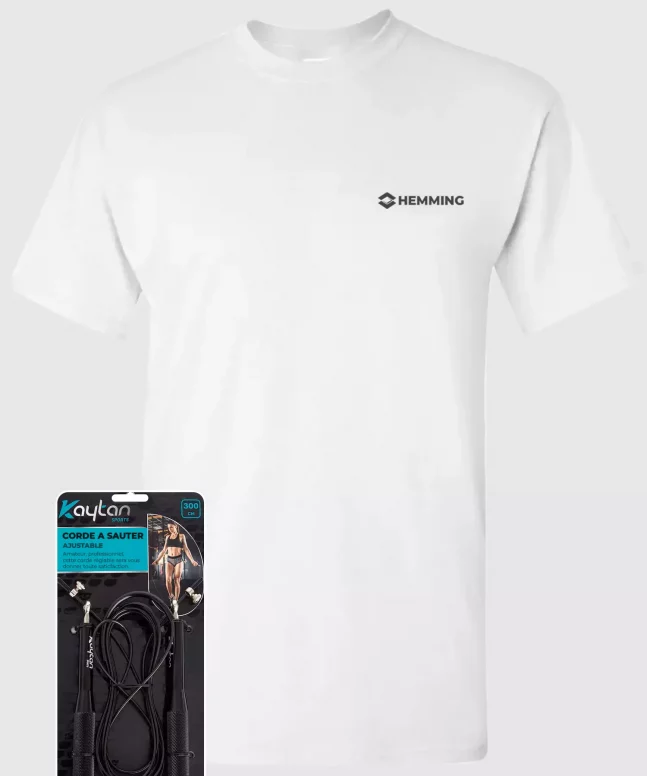 T shirt sportif et corde a sauter